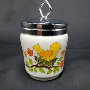 Vintage Lorrie Design Egg Coddler Yellow Bird in Nest Japan Retro Kitchen Decor